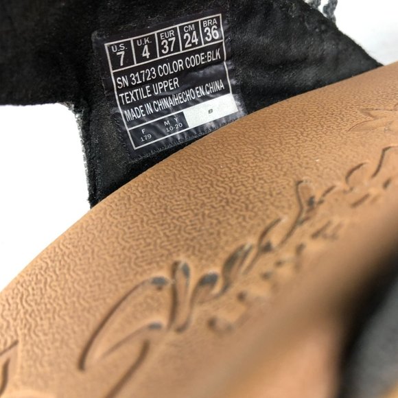 SKECHERS Women's 7 Brie Dawdle Sparkle Black** Stretch Slingback Wedge Sandals - Picture 11 of 11